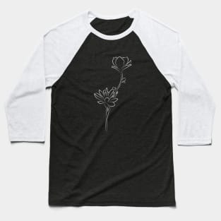 Flower Line Art - Modern Magnolia Baseball T-Shirt